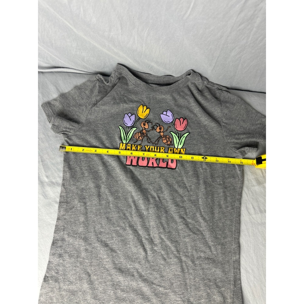 Aeropostale Gray T Shirt Graphic Ants Tulips Make Your Own World Kids S - Picture 4 of 5
